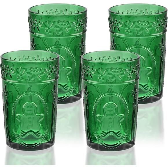 Highball Glasses Set of 4-12 OZ Green Drinking Glasses, - Picture 3 of 6